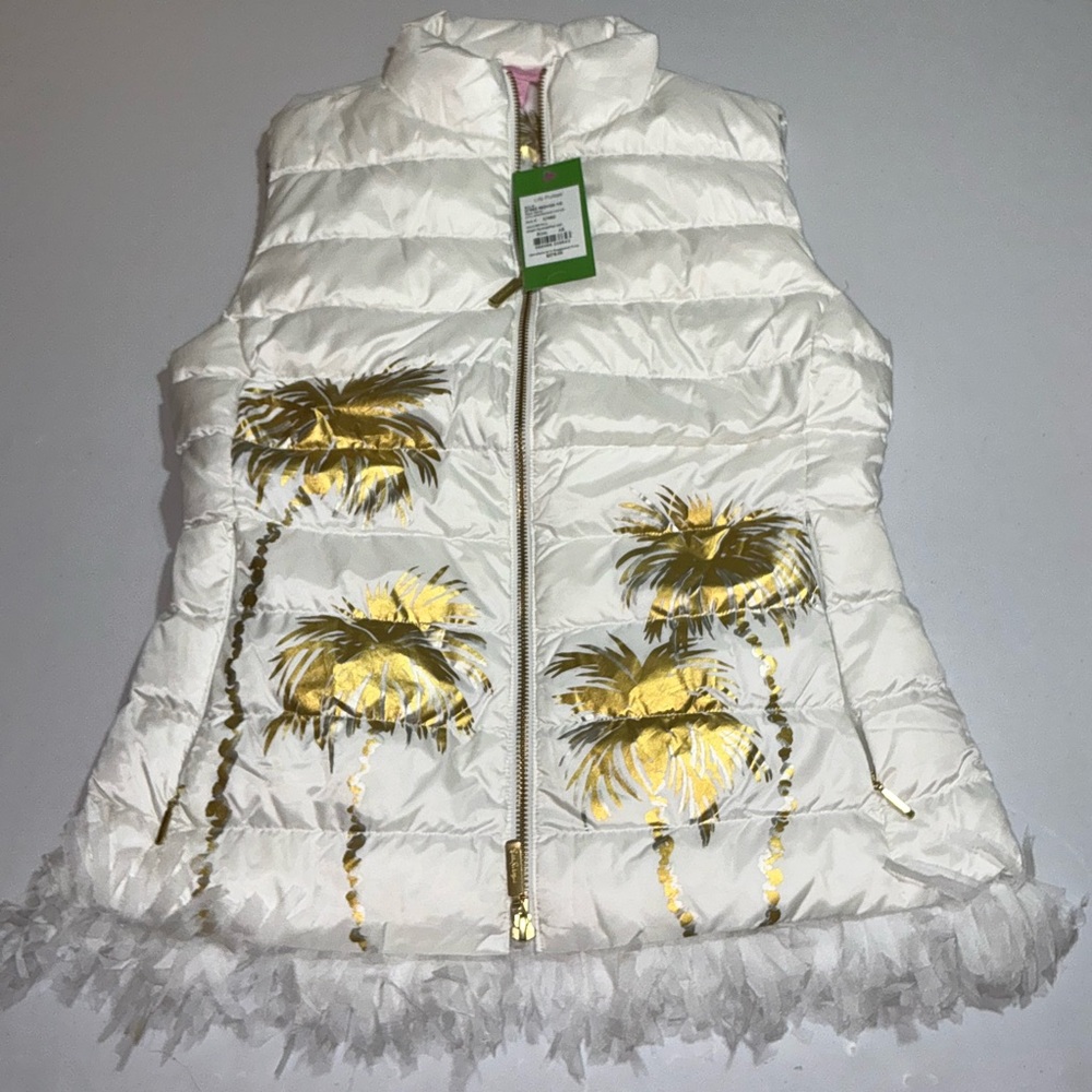 Lilly Pulitzer NWT Layli Masterpiece Puffer Gold Desert Palm Graphic $278 - Picture 16 of 16